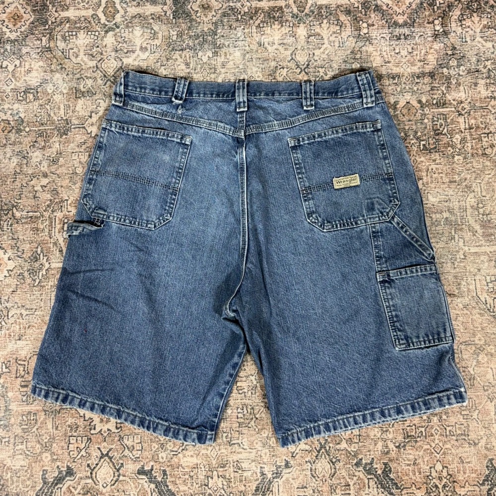 Vintage 2000s Wrangler Baggy Carpenter Jorts Blue Size 38 Faded